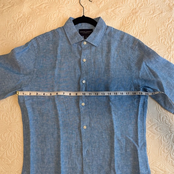 Charles Tyrwhitt Pure Linen Shirt – Ocean Blue (Slim Fit S, NWT) - Picture 6 of 7